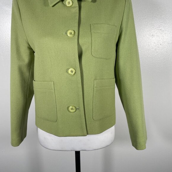 Samantha Taylor Wool Green Collared Button Front Long Sleeve Blazer Jacket 6P - Picture 5 of 16